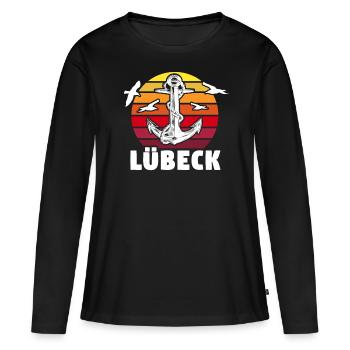 Lübeck Sprüche Hansestadt Luebeck - Frauen Premium Bio Langarmshirt - Schwarz - Vorne - Julia (174cm)
