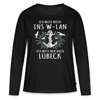 Lübeck Sprüche Hansestadt Luebeck - Frauen Premium Bio Langarmshirt - Schwarz - Vorne - Julia (174cm)