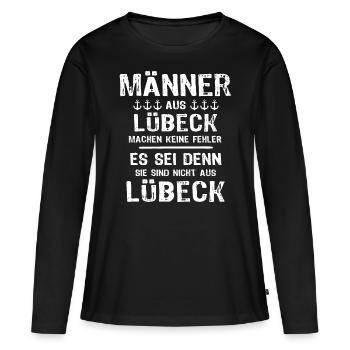 Lübeck Sprüche Hansestadt Luebeck - Frauen Premium Bio Langarmshirt - Schwarz - Vorne - Julia (174cm)