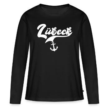 Lübeck Sprüche Hansestadt Luebeck - Frauen Premium Bio Langarmshirt - Schwarz - Vorne - Julia (174cm)