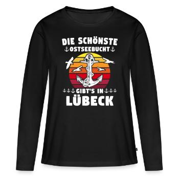Lübeck Sprüche Hansestadt Luebeck - Frauen Premium Bio Langarmshirt - Schwarz - Vorne - Julia (174cm)