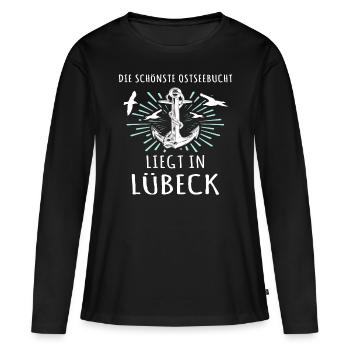 Lübeck Sprüche Hansestadt Luebeck - Frauen Premium Bio Langarmshirt - Schwarz - Vorne - Julia (174cm)