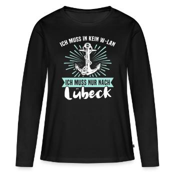 Lübeck Hansestadt Luebeck - Frauen Premium Bio Langarmshirt - Schwarz - Vorne - Julia (174cm)