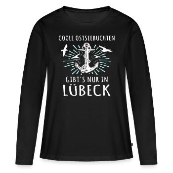 Lübeck Hansestadt Luebeck - Frauen Premium Bio Langarmshirt - Schwarz - Vorne - Julia (174cm)