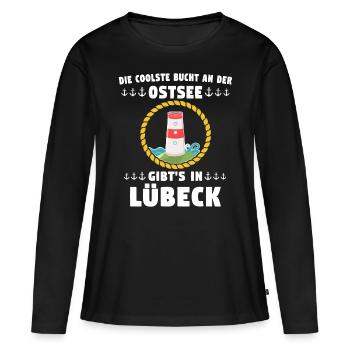 Lübeck Hansestadt Luebeck - Frauen Premium Bio Langarmshirt - Schwarz - Vorne - Julia (174cm)