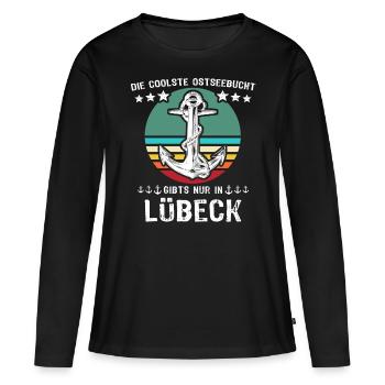 Lübeck Hansestadt Luebeck - Frauen Premium Bio Langarmshirt - Schwarz - Vorne - Julia (174cm)