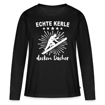 Dachdecker Dachdecken - Frauen Premium Bio Langarmshirt - Schwarz - Vorne - Julia (174cm)