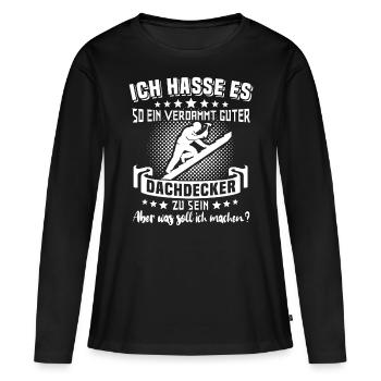 Dachdecker Dachdecken - Frauen Premium Bio Langarmshirt - Schwarz - Vorne - Julia (174cm)
