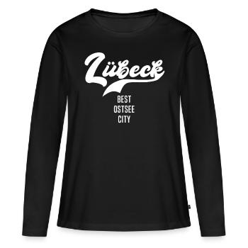 Lübeck Ostsee Sprüche Lübecker - Frauen Premium Bio Langarmshirt - Schwarz - Vorne - Julia (174cm)