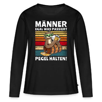 Bier Männer Pegel Halten Faultier Trinksprüche - Frauen Premium Bio Langarmshirt - Schwarz - Vorne - Julia (174cm)