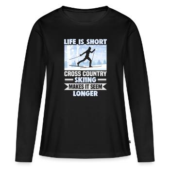 Skieurs de fond biathlon de fond - T-shirt manches longues Premium bio Femme - noir - Devant - Julia (174cm)