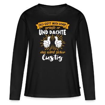 Gott Schuf Grinste Lustig - Frauen Premium Bio Langarmshirt - Schwarz - Vorne - Julia (174cm)