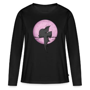 sweet bat sleeps, with moon, comic - Women's Premium Organic Long Sleeve Shirt - black - Front - Julia (174cm)