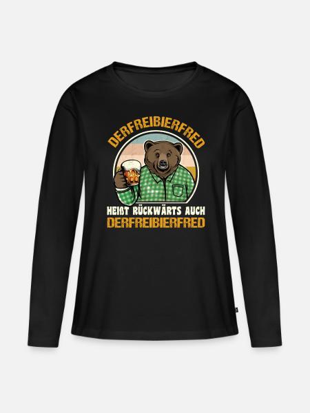 Derfreibierfred Heißt Rückwärts Auch Bier - Frauen Premium Bio Langarmshirt - Schwarz