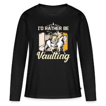 Je préfère voûter - T-shirt manches longues Premium bio Femme - noir - Devant - Julia (174cm)