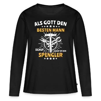 Spengler Bauspengler Spengeln - Frauen Premium Bio Langarmshirt - Schwarz - Vorne - Julia (174cm)