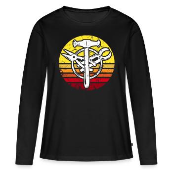 Signe de guilde Spengler Bauspengler - T-shirt manches longues Premium bio Femme - noir - Devant - Julia (174cm)