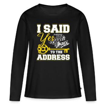 J’ai dit oui à l’adresse - T-shirt manches longues Premium bio Femme - noir - Devant - Julia (174cm)