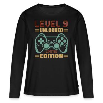 Birthday Level 9 Unlocked - Women's Premium Organic Long Sleeve Shirt - black - Front - Julia (174cm)