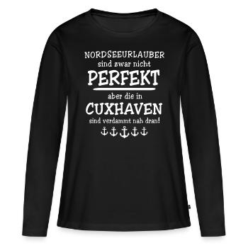 Cuxhaven - Frauen Premium Bio Langarmshirt - Schwarz - Vorne - Julia (174cm)