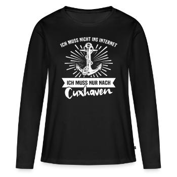 Cuxhaven - Frauen Premium Bio Langarmshirt - Schwarz - Vorne - Julia (174cm)