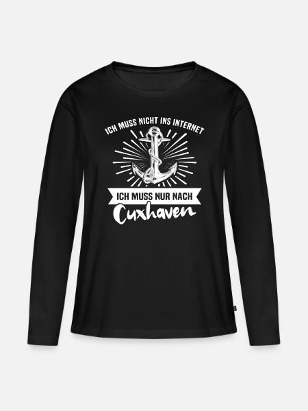 Cuxhaven - Frauen Premium Bio Langarmshirt - Schwarz