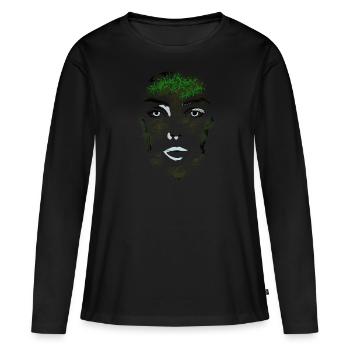 Visage féminin - T-shirt manches longues Premium bio Femme - noir - Devant - Julia (174cm)