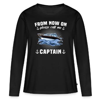 Kapitän Call Me Captain - T-shirt manches longues Premium bio Femme - noir - Devant - Julia (174cm)