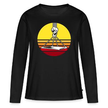 Grue Grue sur chenilles Grue grutier - T-shirt manches longues Premium bio Femme - noir - Devant - Julia (174cm)