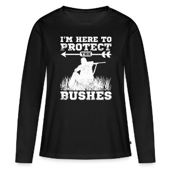 Funny Hunting protège les buissons - T-shirt manches longues Premium bio Femme - noir - Devant - Julia (174cm)