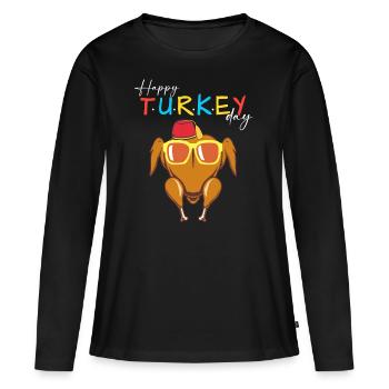 Thanksgiving For Friends Happy Turkey Day - Frauen Premium Bio Langarmshirt - Schwarz - Vorne - Julia (174cm)
