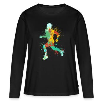 Splash Running Jogging - T-shirt manches longues Premium bio Femme - noir - Devant - Julia (174cm)