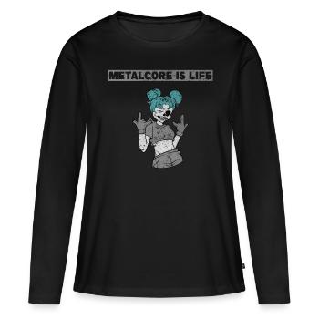 Le metalcore est le metalhead de la vie - T-shirt manches longues Premium bio Femme - noir - Devant - Julia (174cm)