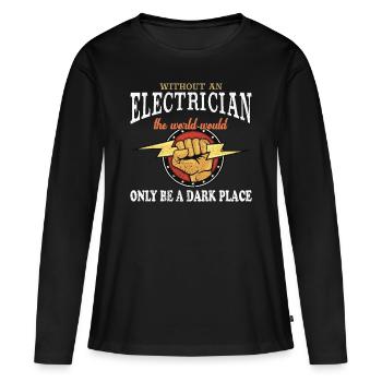 T-shirt électricien - électricien - T-shirt manches longues Premium bio Femme - noir - Devant - Julia (174cm)