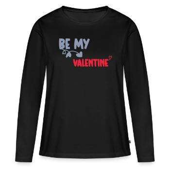 Be My Valentine Idée Cadeau St Valentin Couple - T-shirt manches longues Premium bio Femme - noir - Devant - Julia (174cm)
