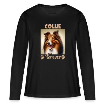 Collie Dog Saying Collie Design - T-shirt manches longues Premium bio Femme - noir - Devant - Julia (174cm)