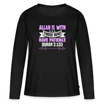 Le verset du Coran L’Islam cite des textes musulmans - T-shirt manches longues Premium bio Femme - noir - Devant - Julia (174cm)