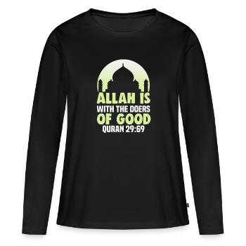 Le verset du Coran L’Islam cite des textes musulmans - T-shirt manches longues Premium bio Femme - noir - Devant - Julia (174cm)