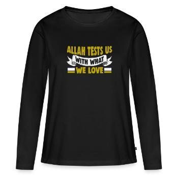 Le verset du Coran cite des textes musulmans du Ramadan - T-shirt manches longues Premium bio Femme - noir - Devant - Julia (174cm)