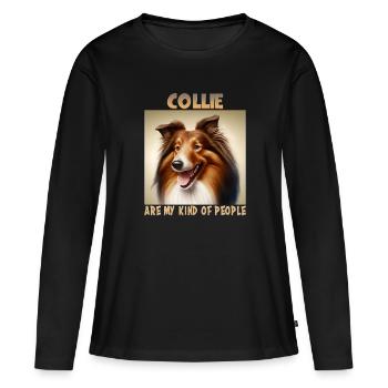 Collie Dog Saying Collie Design - T-shirt manches longues Premium bio Femme - noir - Devant - Julia (174cm)