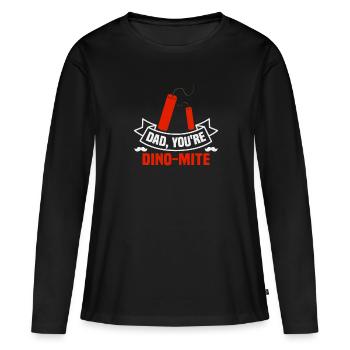 Fête des pères papa, tu es Dino-Mite Papa Papa - T-shirt manches longues Premium bio Femme - noir - Devant - Julia (174cm)