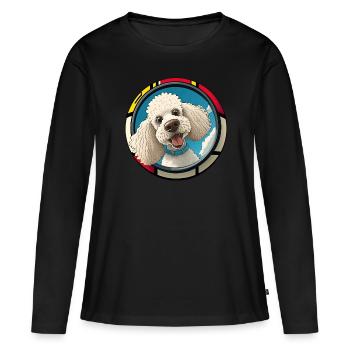 Hunde Cartoon Pudel Design für Hundeliebhaber - Frauen Premium Bio Langarmshirt - Schwarz - Vorne - Julia (174cm)