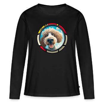 Hunde Cartoon Pudel Design für Hundeliebhaber - Frauen Premium Bio Langarmshirt - Schwarz - Vorne - Julia (174cm)