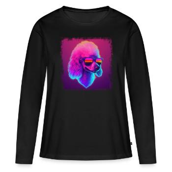 Hunde Cartoon Pudel Design für Hundeliebhaber - Frauen Premium Bio Langarmshirt - Schwarz - Vorne - Julia (174cm)
