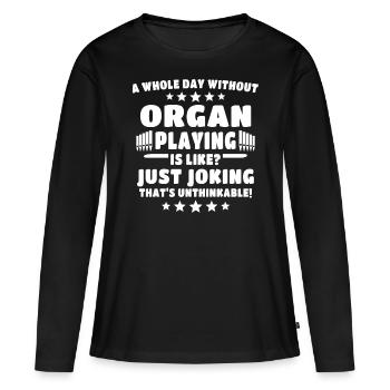 Orgue organiste Orgue d’église Orgue d’église - T-shirt manches longues Premium bio Femme - noir - Devant - Julia (174cm)