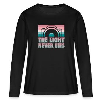 Photographie La lumière ne ment jamais photographe - T-shirt manches longues Premium bio Femme - noir - Devant - Julia (174cm)
