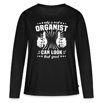 Organiste Orgue - T-shirt manches longues Premium bio Femme - noir - Devant - Julia (174cm)