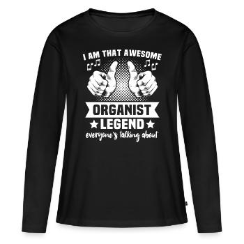 Organiste Orgue - T-shirt manches longues Premium bio Femme - noir - Devant - Julia (174cm)
