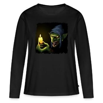 Gobelin À La Bougie - T-shirt manches longues Premium bio Femme - noir - Devant - Julia (174cm)