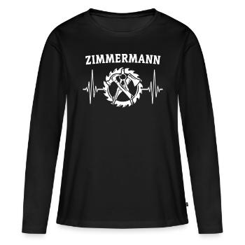 Zimmermann Zimmerer Zimmerei - Frauen Premium Bio Langarmshirt - Schwarz - Vorne - Julia (174cm)